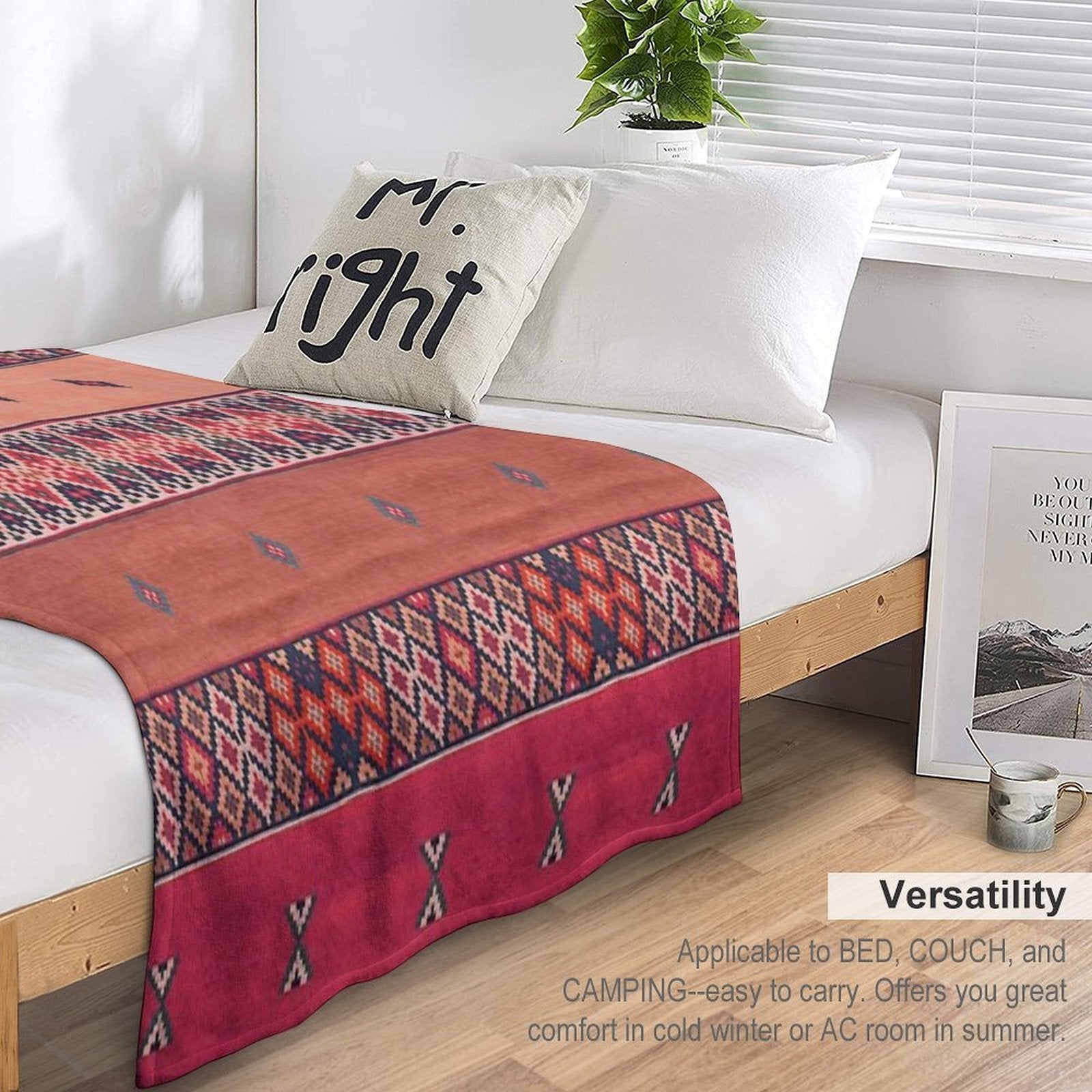 Traditional Moroccan Berber Design Lightweight Throw Blanket