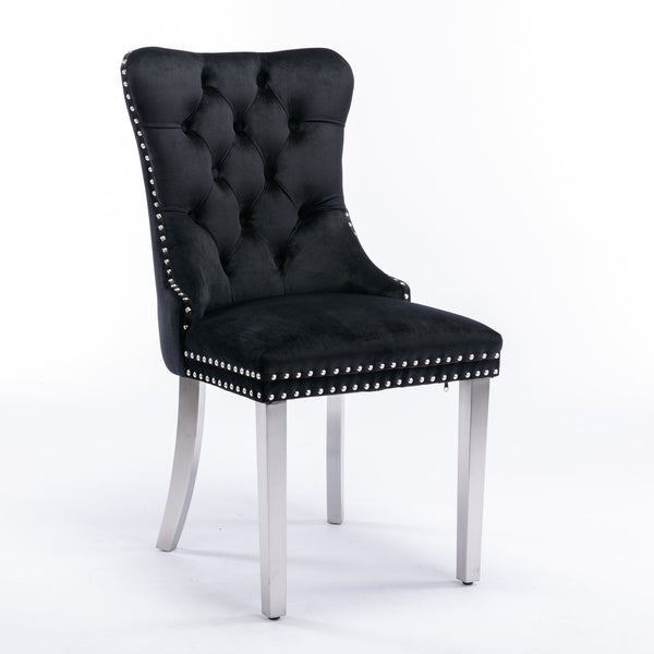 Nikki Collection Modern Tufted Solid Wood Velvet Upholstered Dining Chair with Chrome Legs