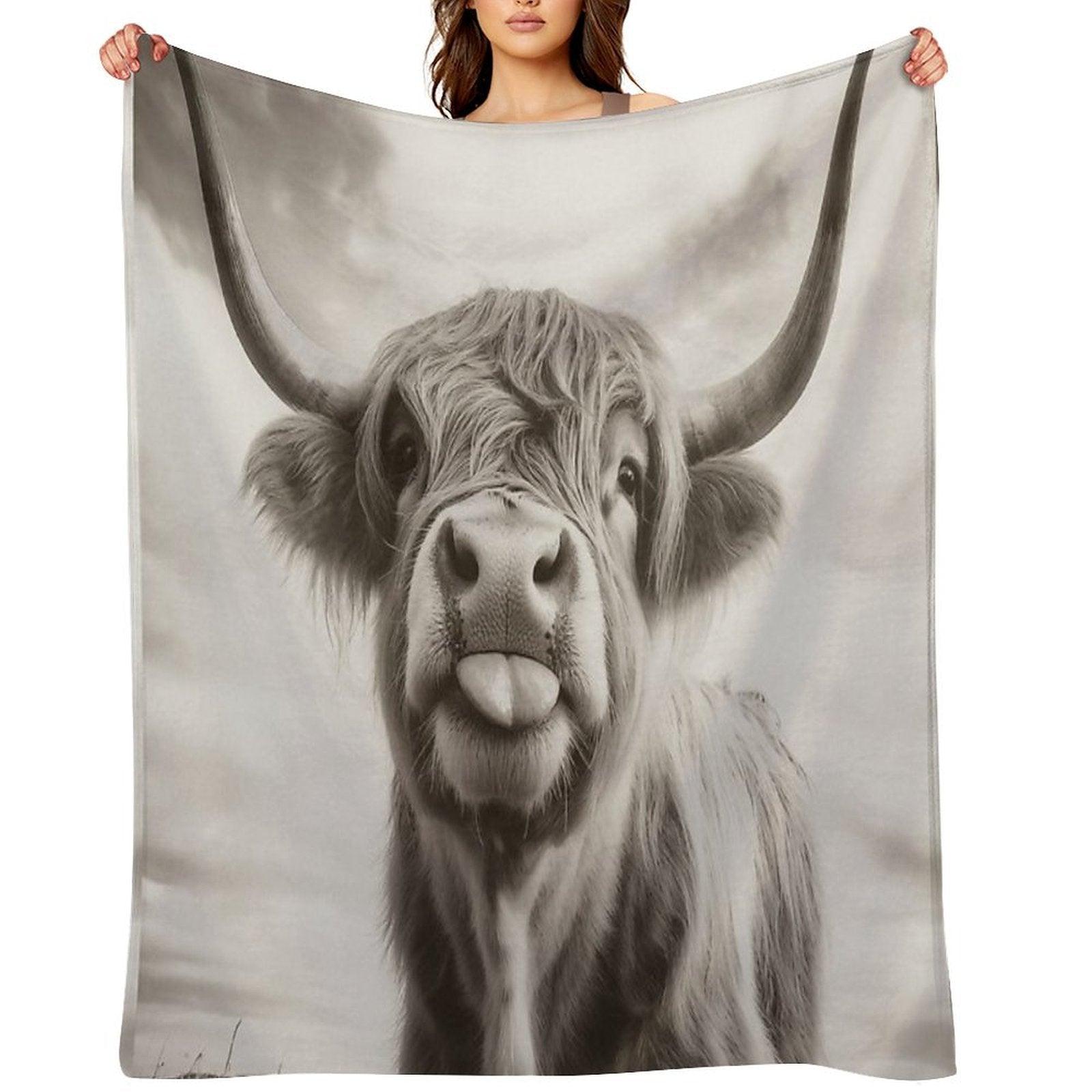 Cheeky Highland Cow Throw Blanket