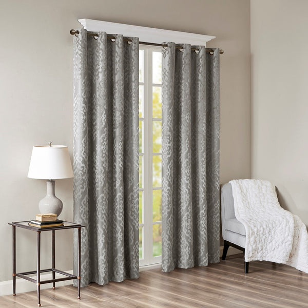 Mirage Knitted Jacquard Damask Total Blackout Grommet Top Curtain Panel by SunSmart - Gifts for You 'n Me