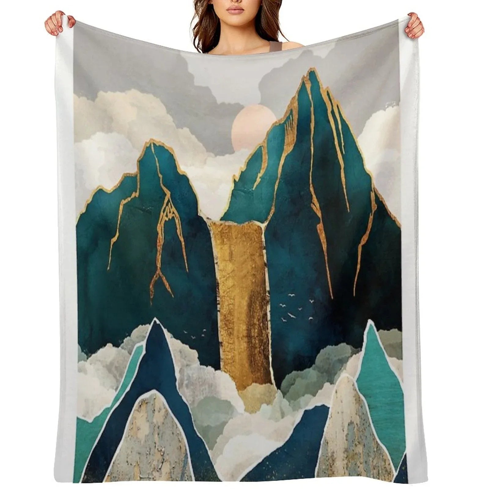Golden Waterfall Throw Blanket