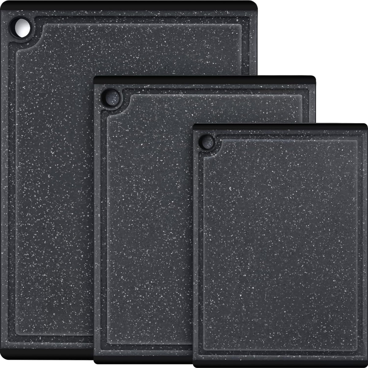 3-Piece Large Plastic Cutting Board Set with Non-Slip Feet and Juice Grooves