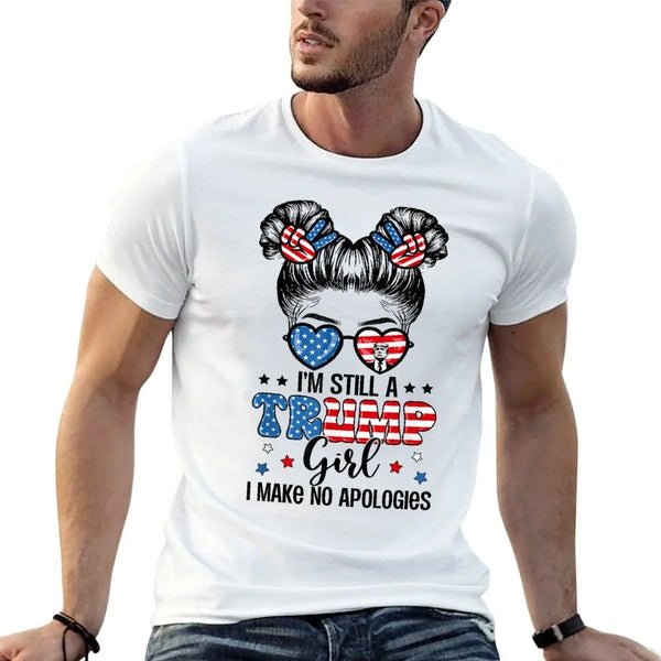 All American Trump Girl 4th Of July Messy Bun No Apologies  Moisture-wicking T-Shirt