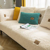 Modern Solid Color Winter Lamb Wool Sofa Towel Thicken Plush Soft And Smooth Sofa Covers For Living Room Anti-slip Couch Cover - Beige / 70x70cm