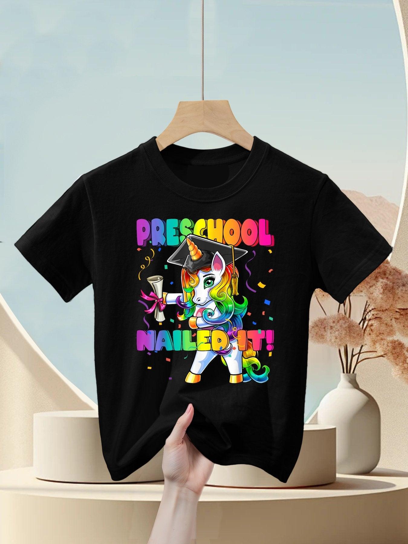 Flossing Unicorn Preschool Graduation Cap Diploma Gift Girls Kids T-Shirt