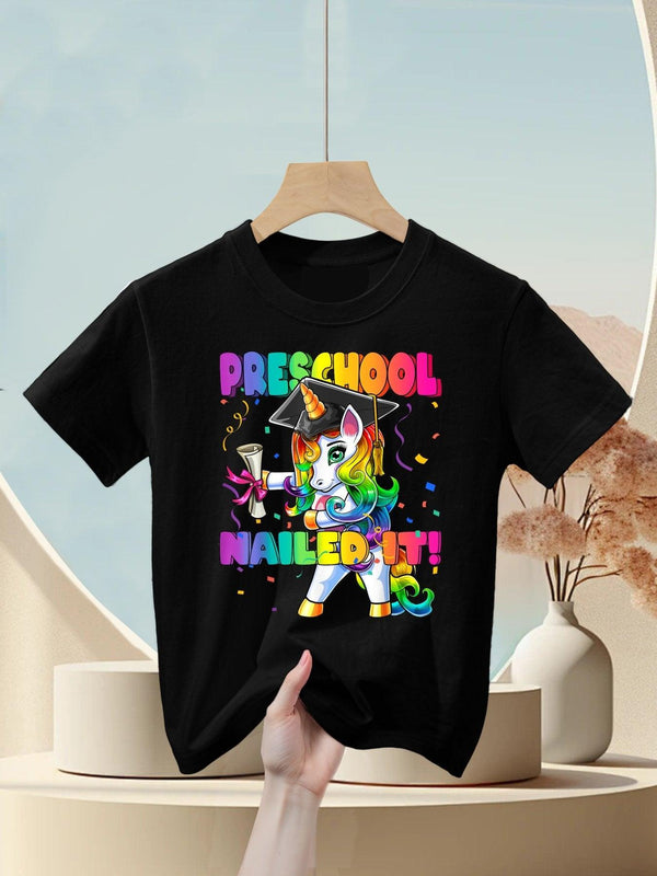 Flossing Unicorn Preschool Graduation Cap Diploma Gift Girls Kids T-Shirt