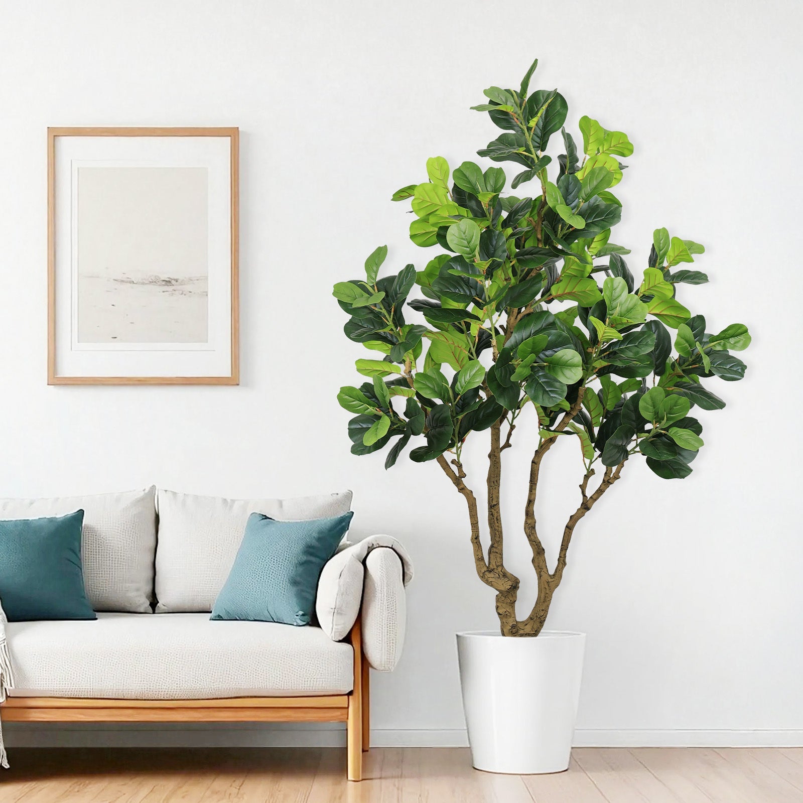 7FT Tall Artificial Banyan Tree Silk Plant – Large Faux Greenery with Natural Look Leaves for Indoor Outdoor Home Office Decoration, Potted Fake Tree, 1pc/set