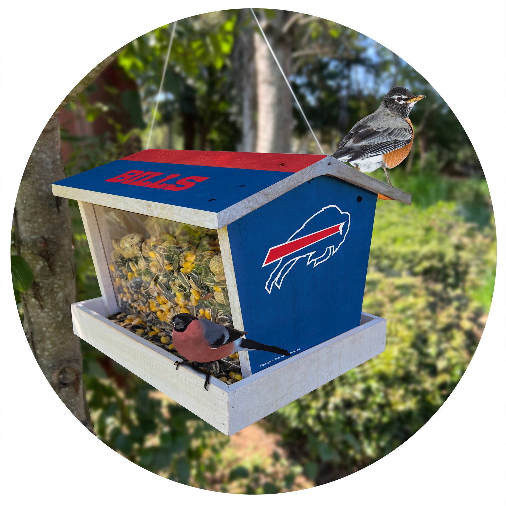 Buffalo Bills Bird Feeder - Rustic Wood Outdoor Feeder With Team Logo
