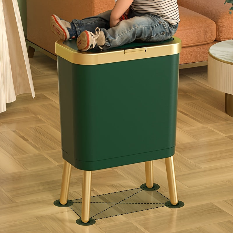 15L Slim Trash Can with Lid Odor Sealing Bathroom Kitchen Bin