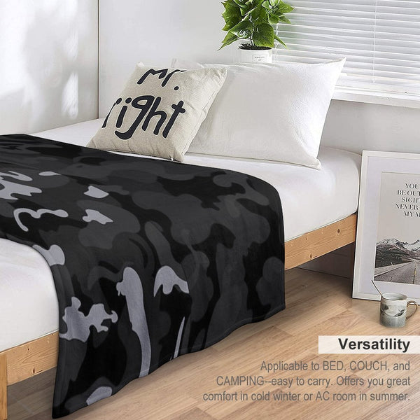 Camo Style - Black Camouflage Mixed Pattern Premium Throw Blanket
