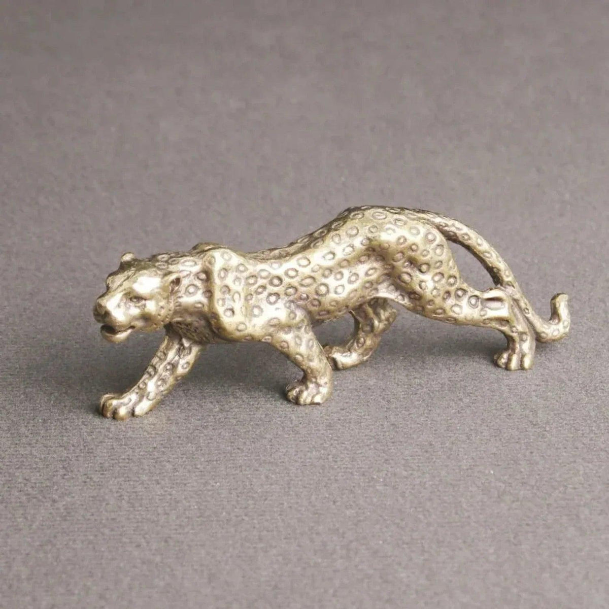 Mini Brass Leopard Figurine Vintage Style for Your Home and Office
