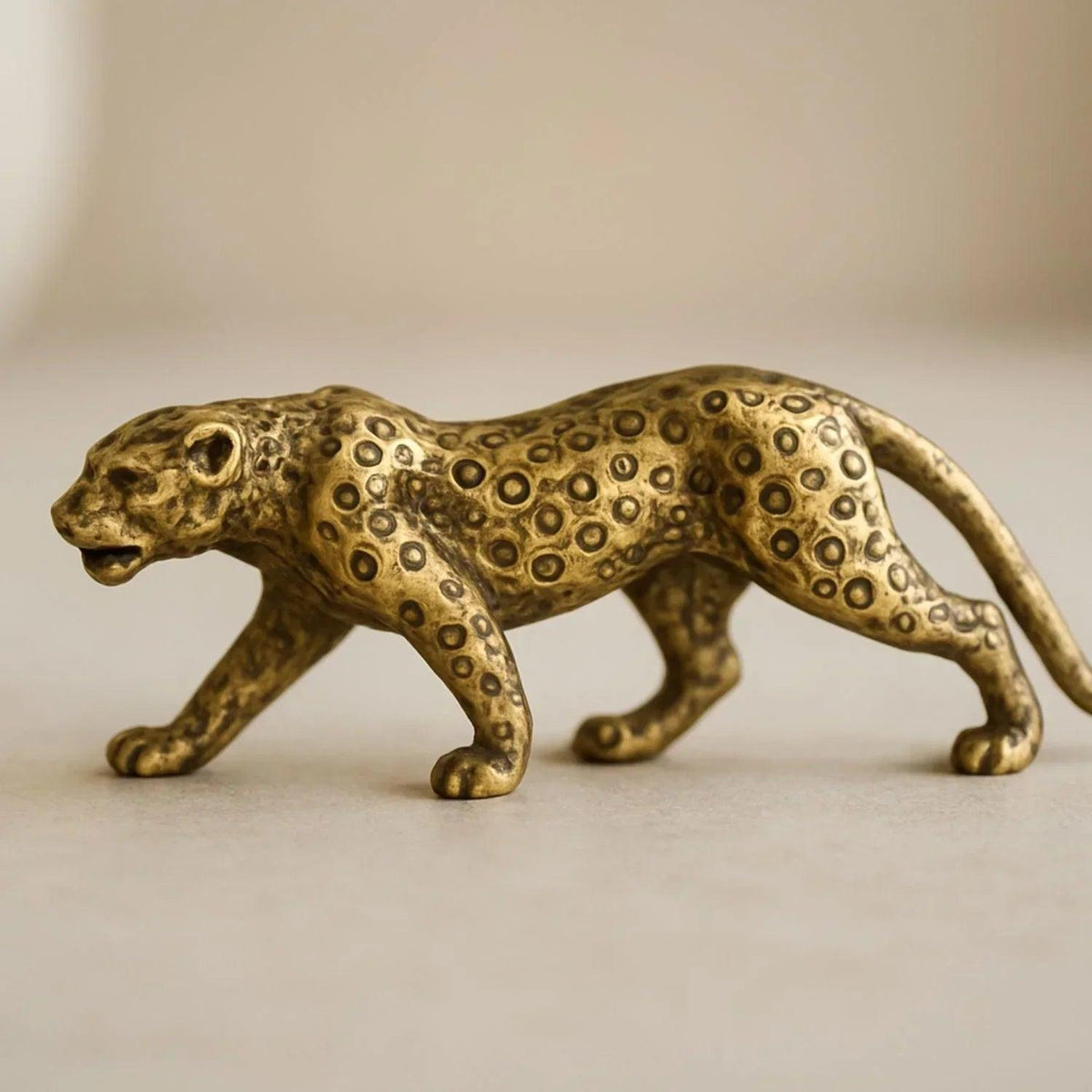 Mini Brass Leopard Figurine Vintage Style for Your Home and Office