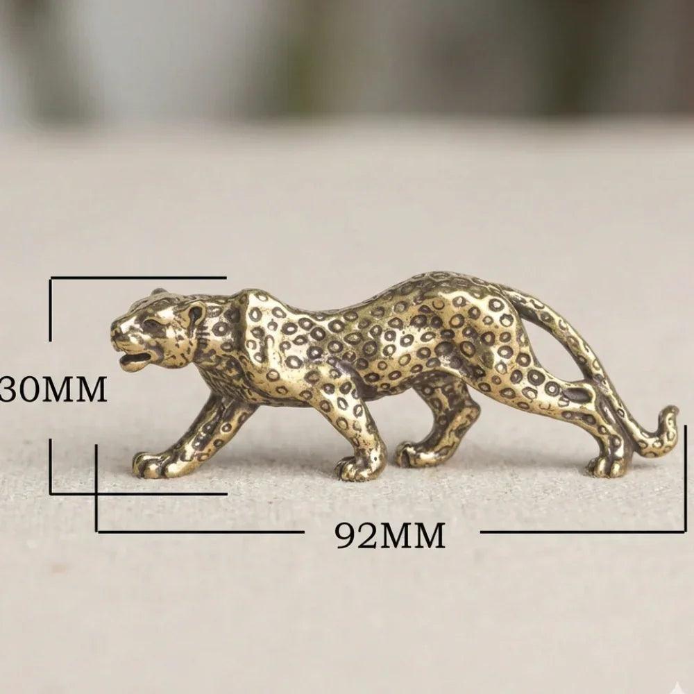 Mini Brass Leopard Figurine Vintage Style for Your Home and Office