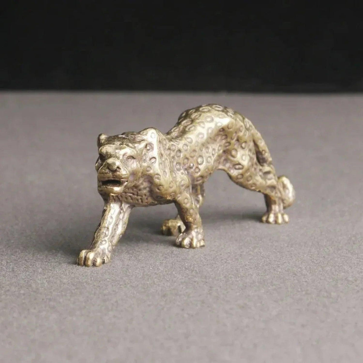 Mini Brass Leopard Figurine Vintage Style for Your Home and Office