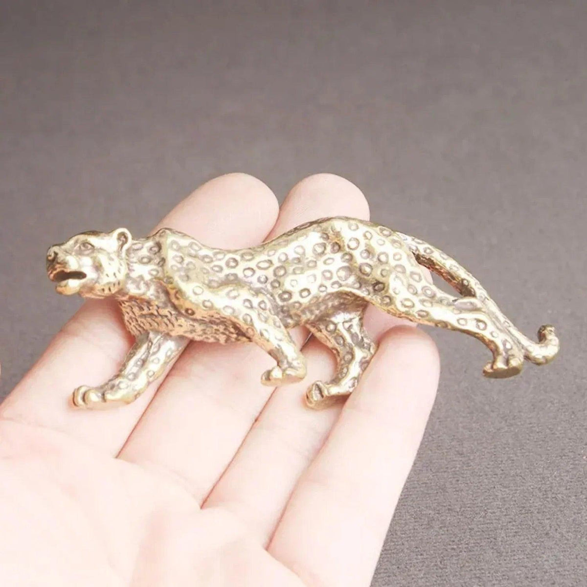 Mini Brass Leopard Figurine Vintage Style for Your Home and Office