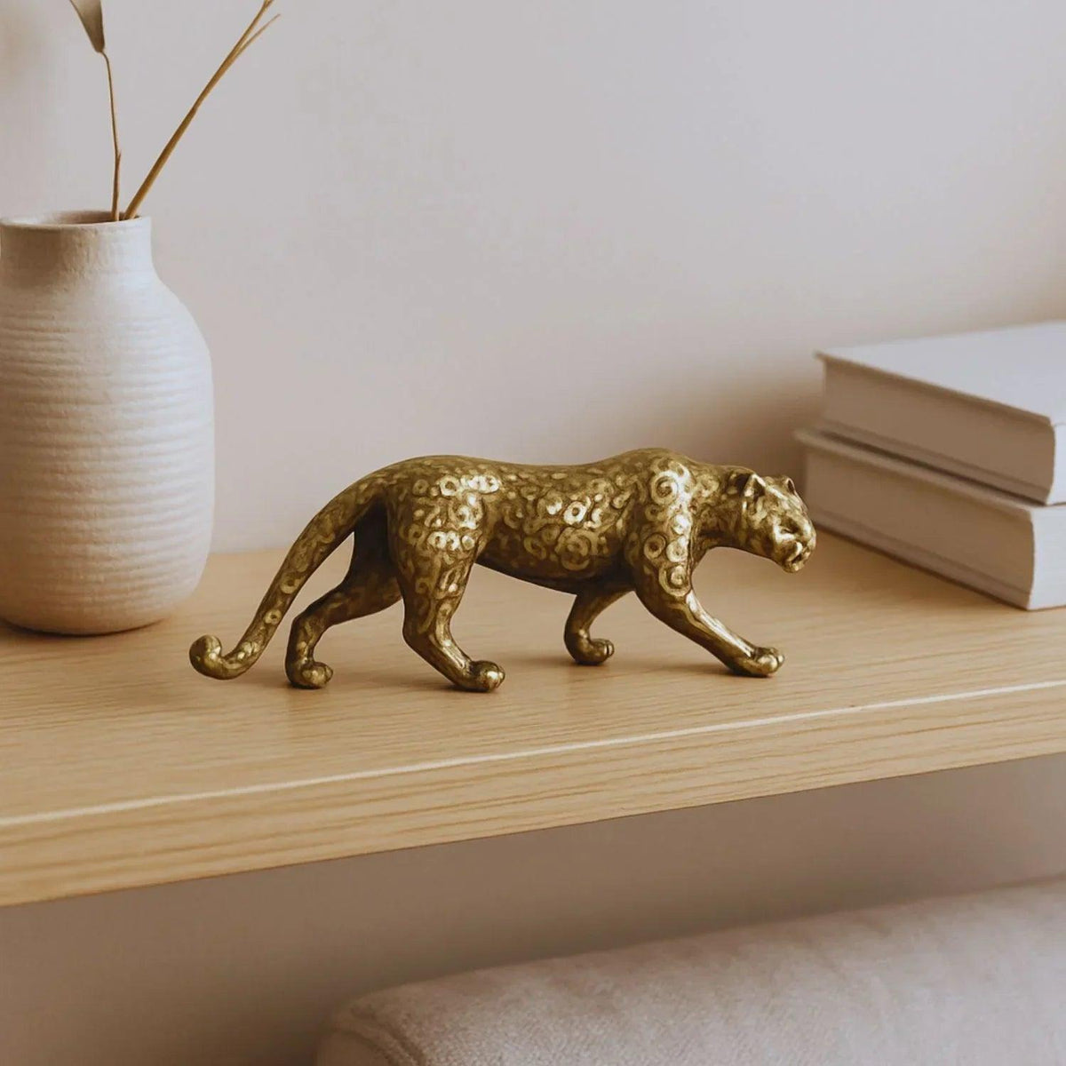 Mini Brass Leopard Figurine Vintage Style for Your Home and Office