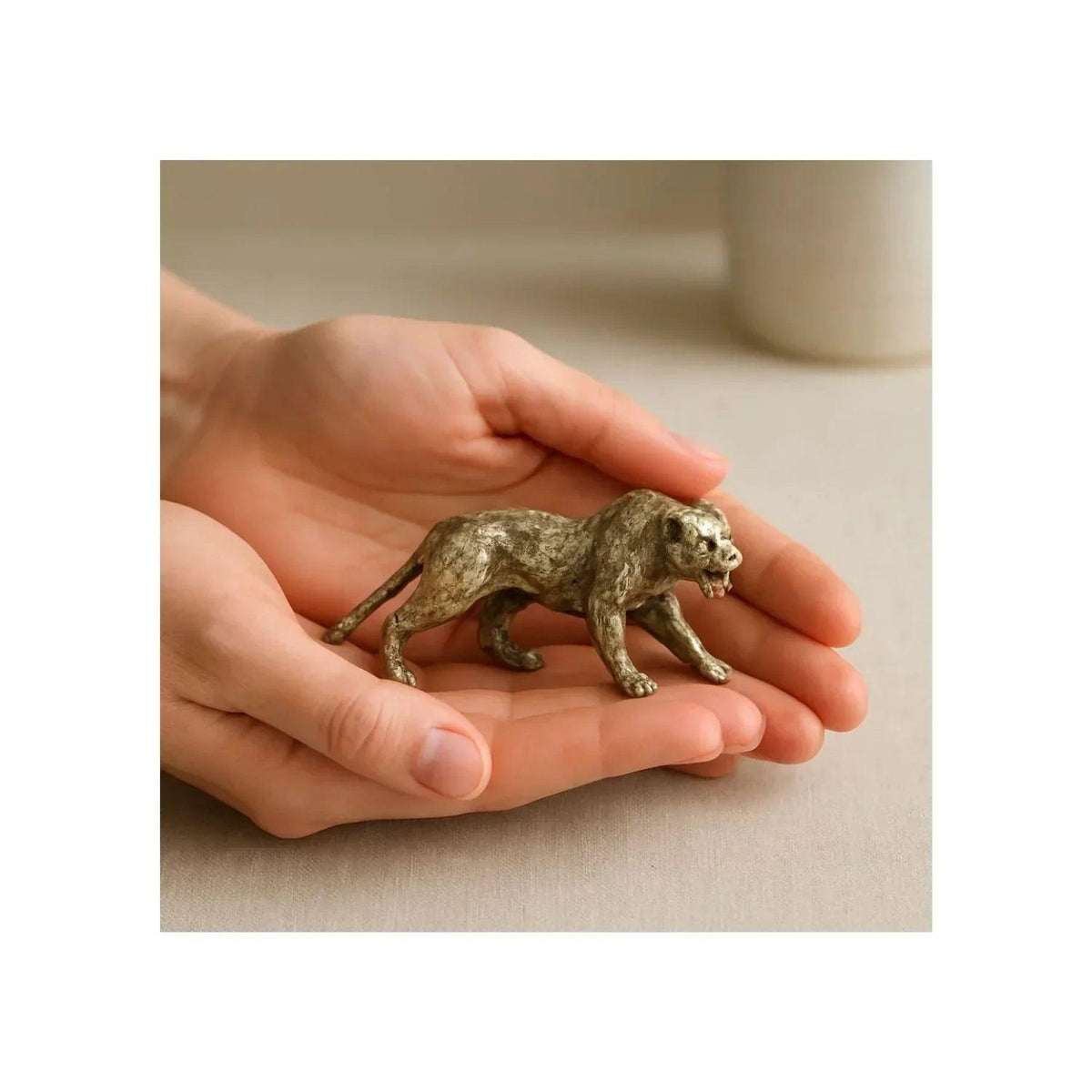 Mini Brass Leopard Figurine Vintage Style for Your Home and Office