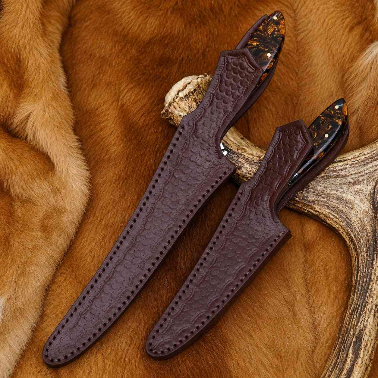 Fillet & Boning Knife Set – 440C Stainless, 2 Piece with Leather Sheaths