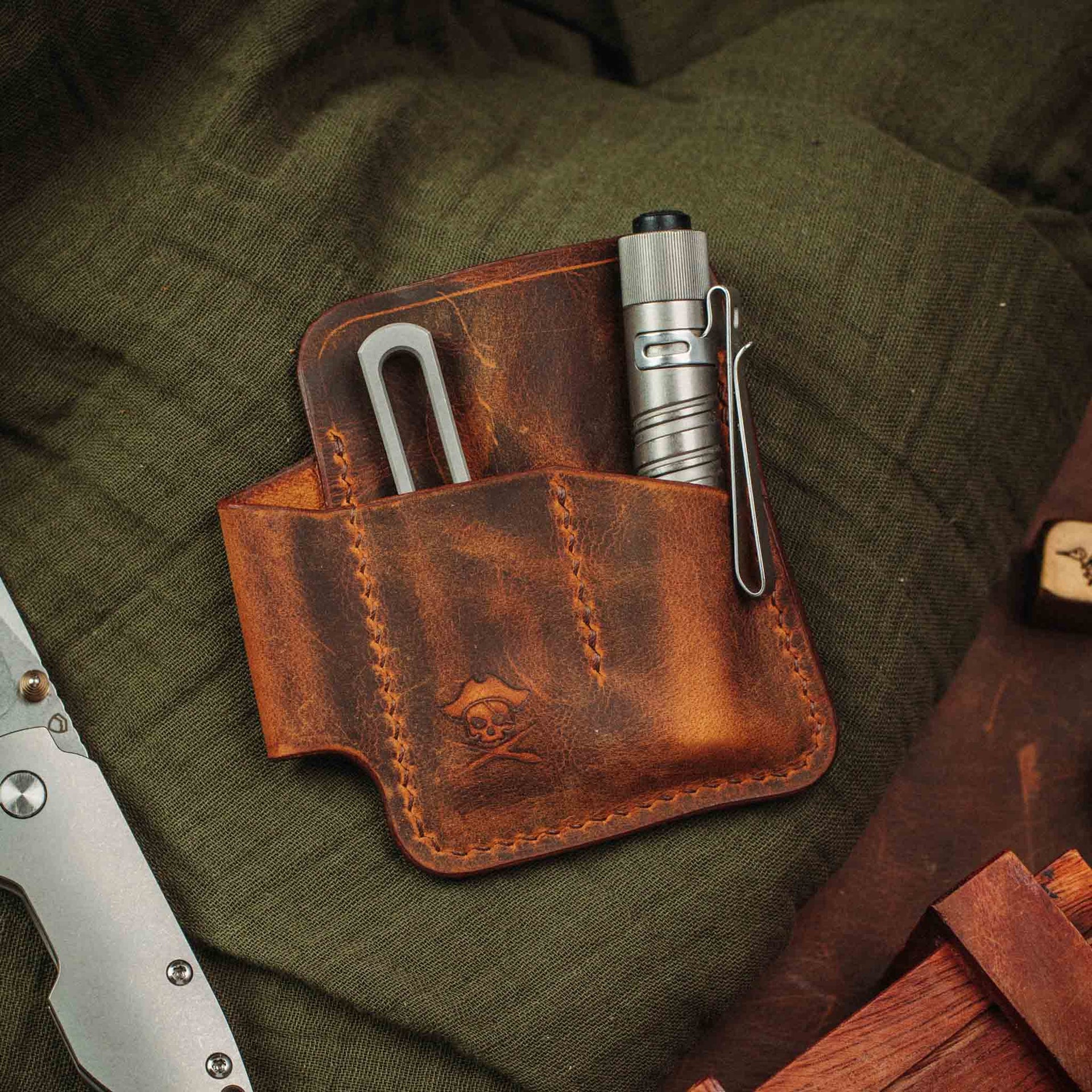 Small Pocket Organizer - First Mate Mini | Leather Pocket Slip | Handcrafted Everyday Carry