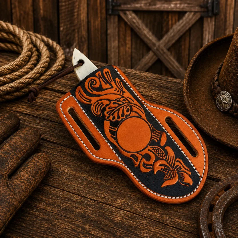 Gut Hook Cowboy Knife | Rasp Steel with Camel Bone Handle