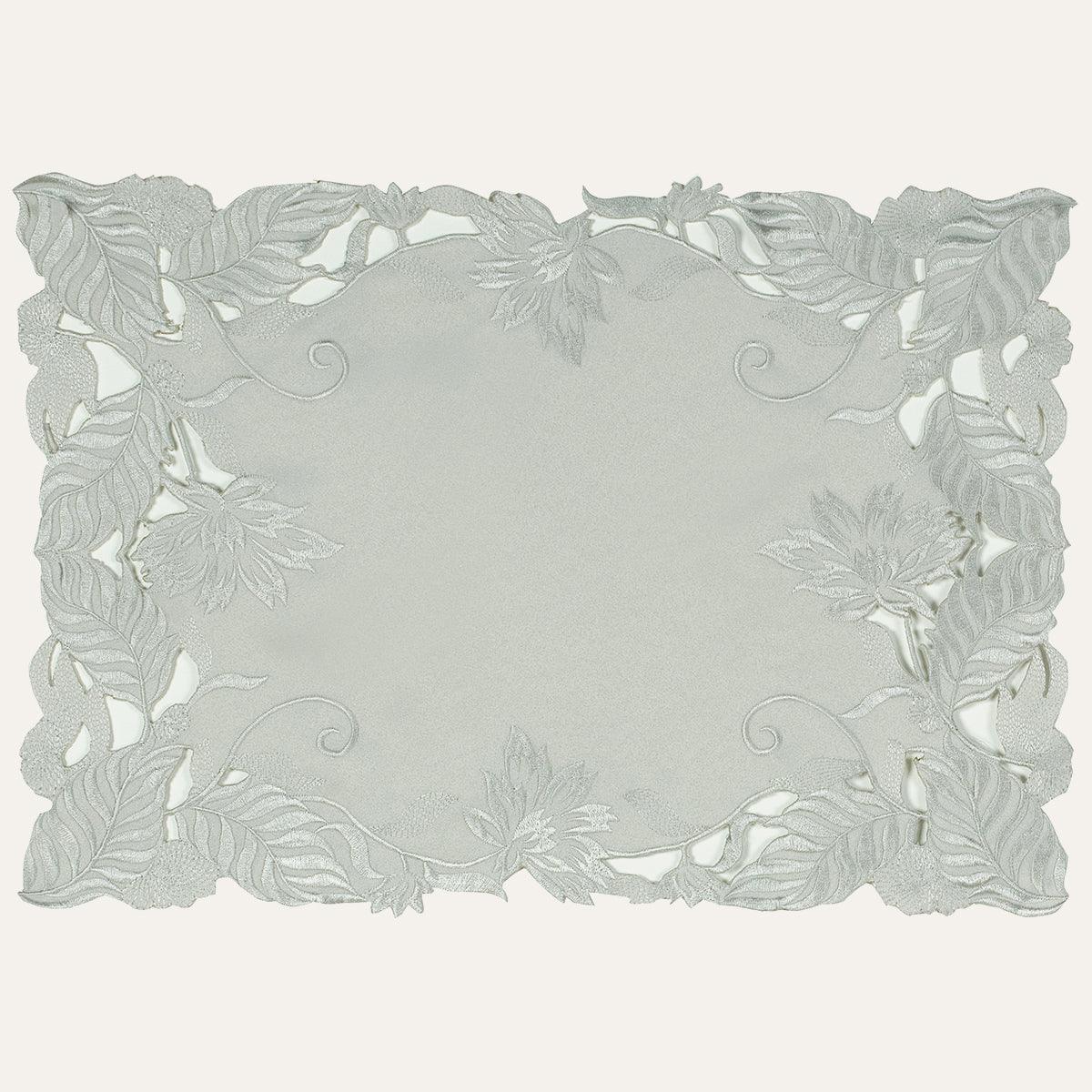 European Embroidered Placemats - Rustic Gray Table Mats 14x20 Inch for Indoor Outdoor