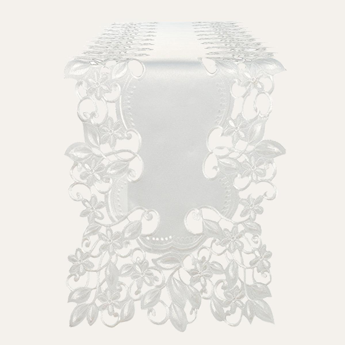 White Table Runner – Darvin Collection, 14x108 Inch