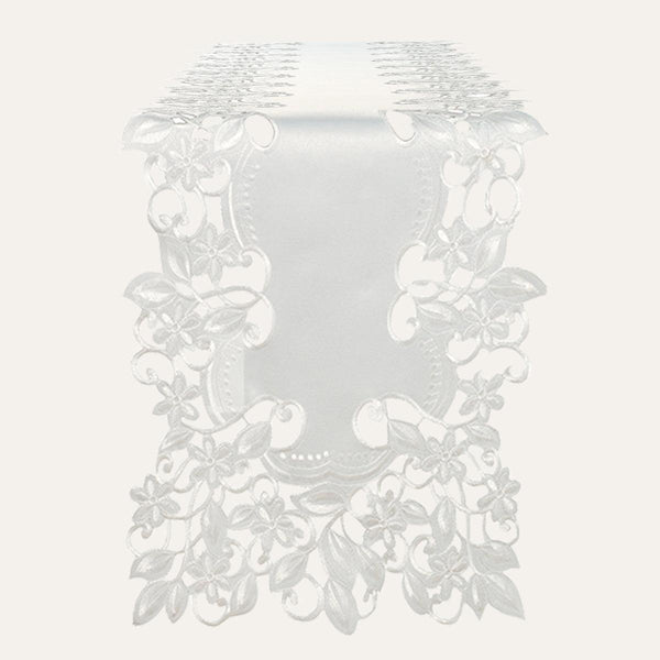 White Table Runner – Darvin Collection, 14x108 Inch