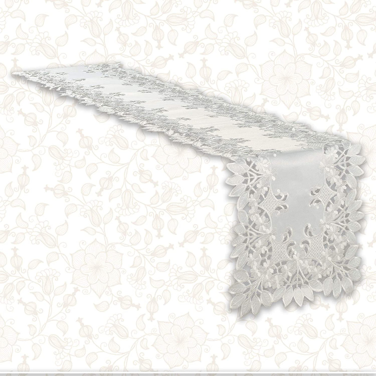 White Table Runner – Deandra Collection, 14x108 Inch