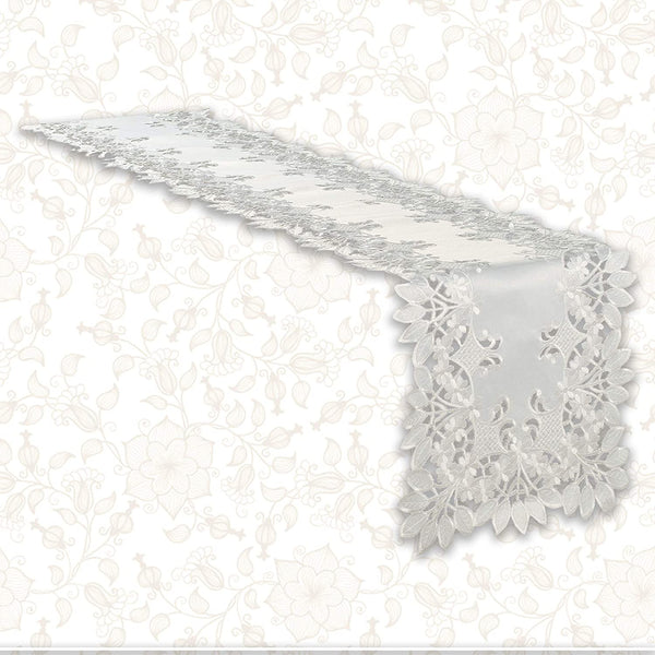 White Table Runner – Deandra Collection, 14x108 Inch