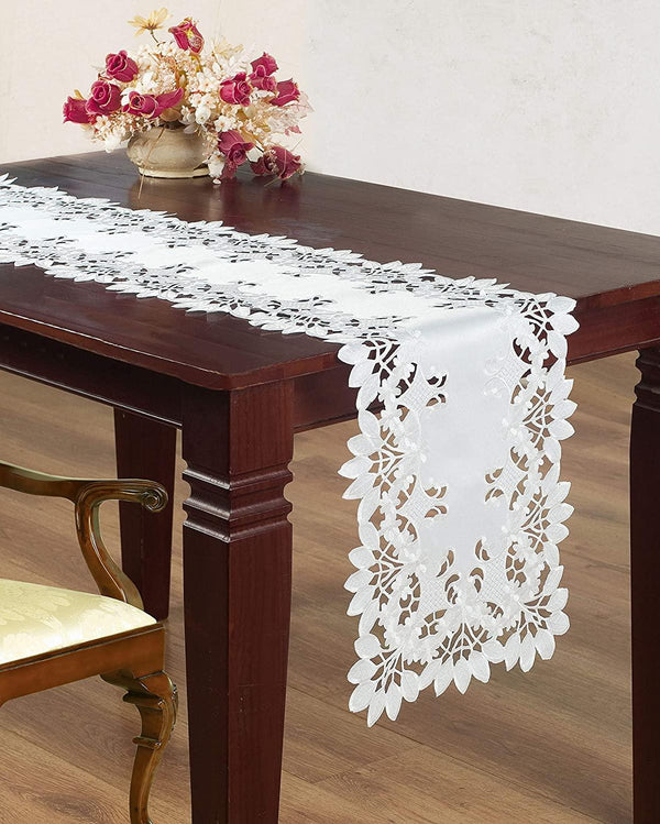 White Table Runner – Deandra Collection, 14x108 Inch