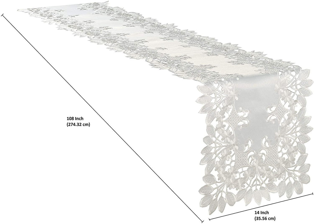 White Table Runner – Deandra Collection, 14x108 Inch