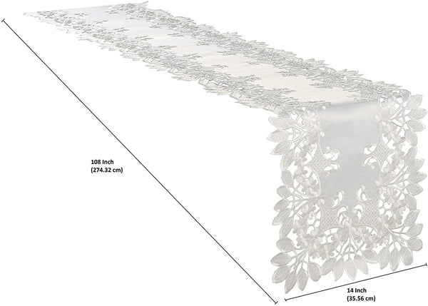 White Table Runner – Deandra Collection, 14x108 Inch