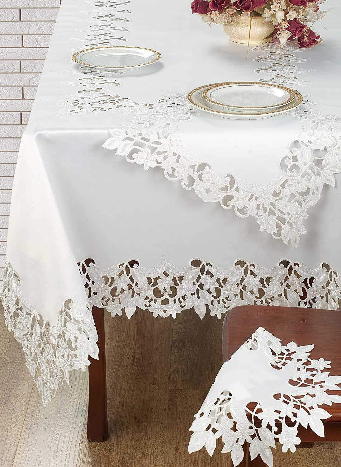 White Table Runner – Deandra Collection, 14x108 Inch