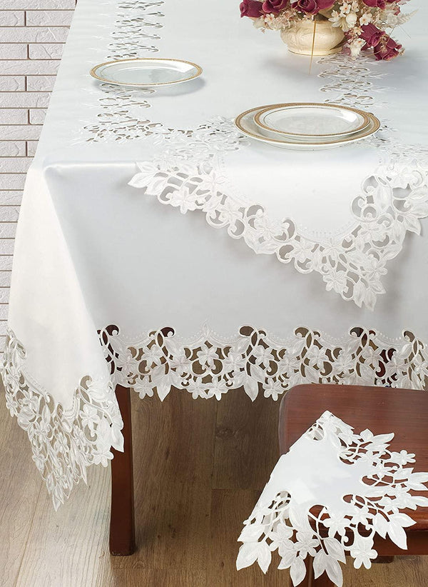 White Table Runner – Deandra Collection, 14x108 Inch
