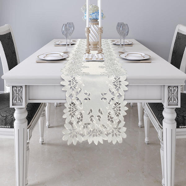 White Table Runner – Deandra Collection, 14x108 Inch