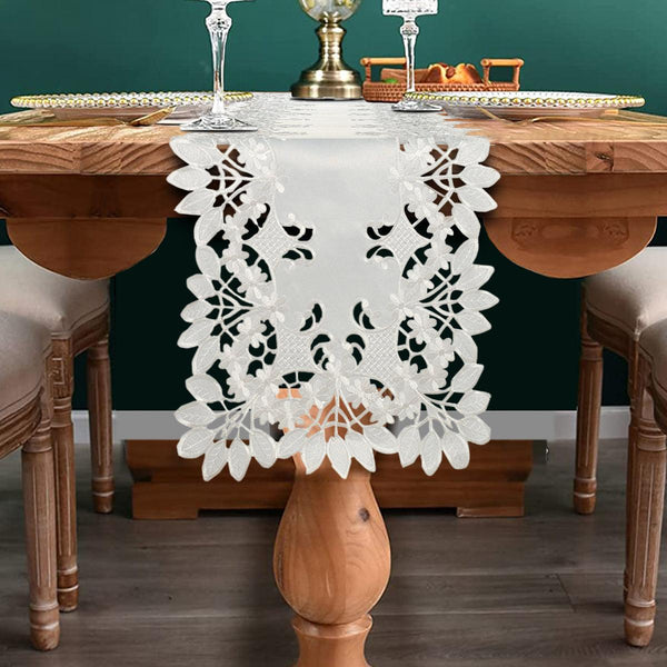 White Table Runner – Deandra Collection, 14x108 Inch