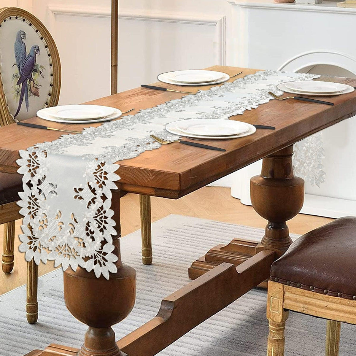 White Table Runner – Deandra Collection, 14x108 Inch