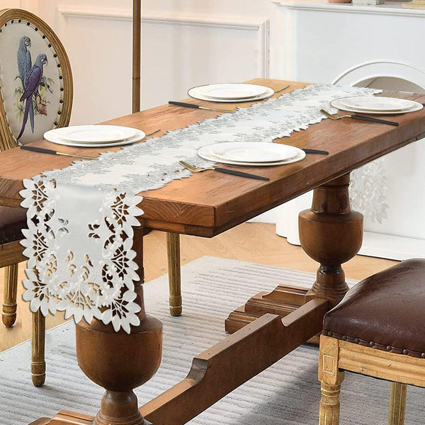 White Table Runner – Deandra Collection, 14x108 Inch