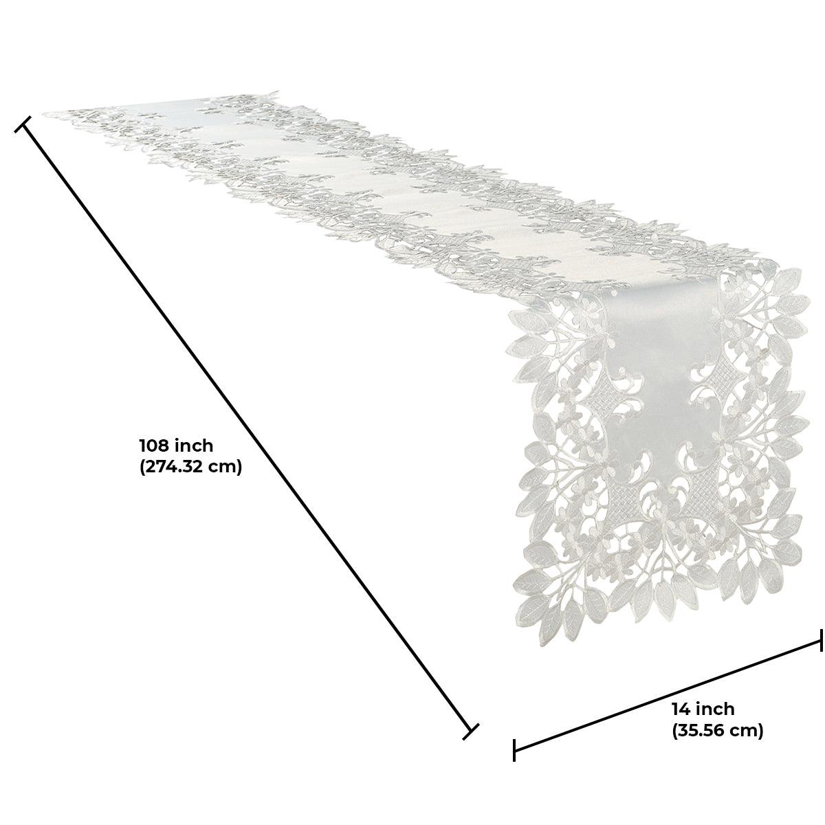 White Table Runner – Deandra Collection, 14x108 Inch