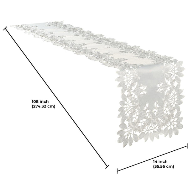 White Table Runner – Deandra Collection, 14x108 Inch