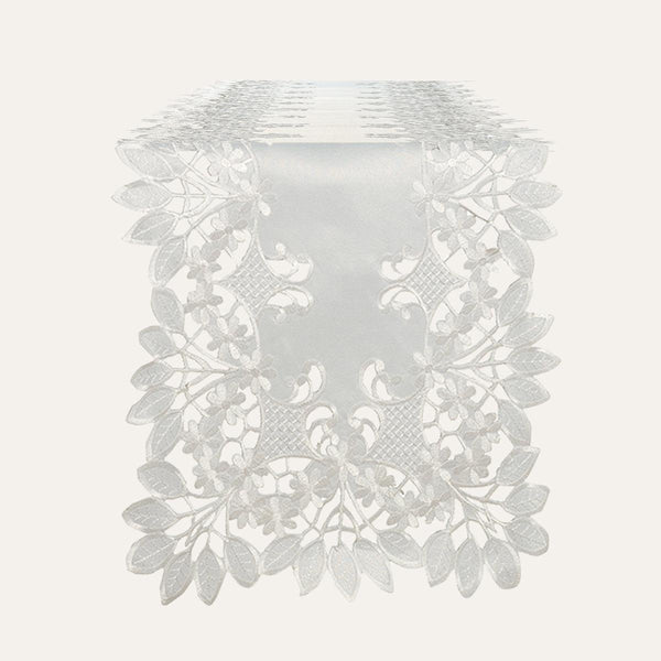 White Table Runner – Deandra Collection, 14x108 Inch