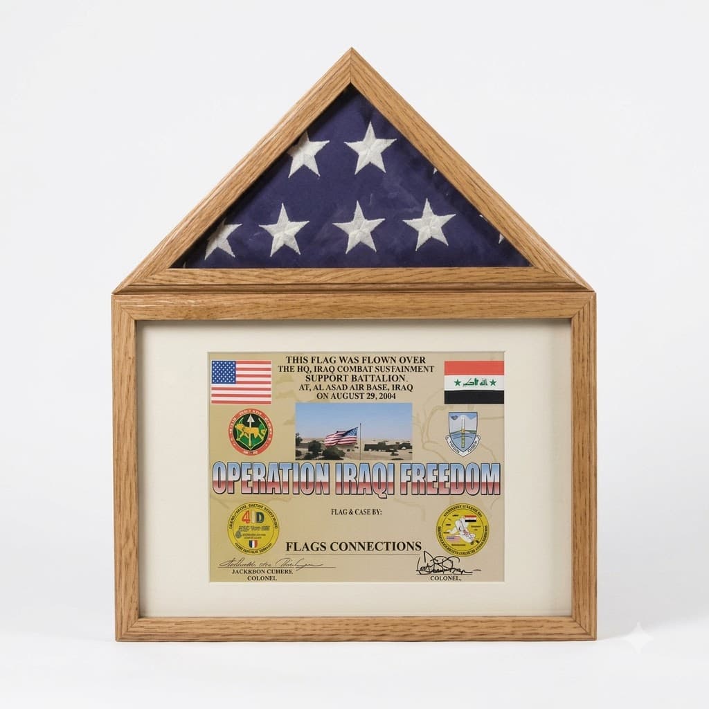 Flag display case - Flag shadow box, flag and medals Case