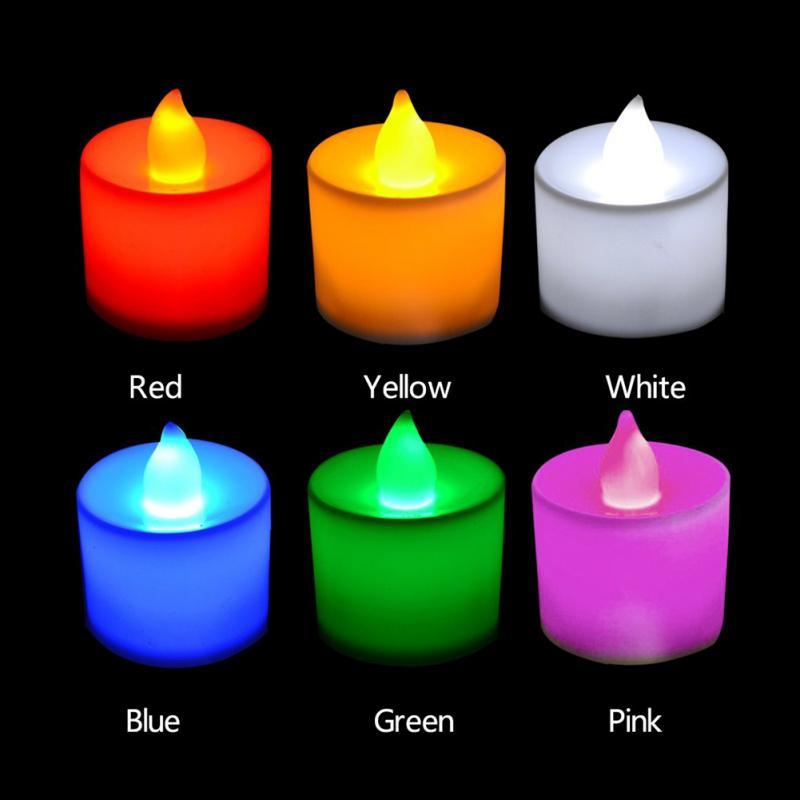 Flameless LED Tea Lights Candles Battery Powered Colorful Flickering Pillar Flickering Bright Tea lights Battery Operated/Powered Flameless Candles White Base Candles Tea light Romantic party Home Decor