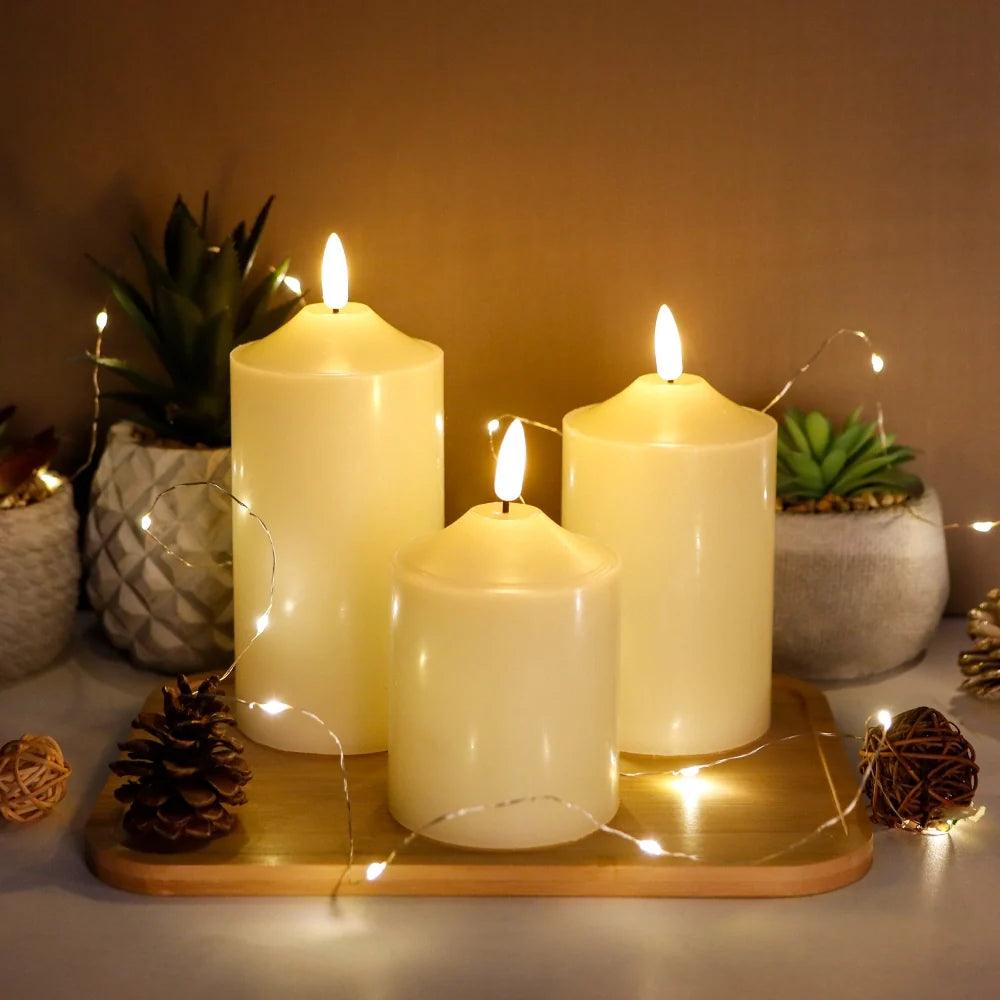 4/5/6inch High 3D Flameless Candles (Set of 3)