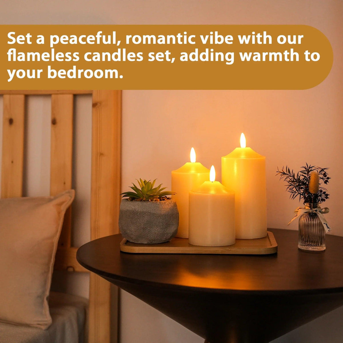 4/5/6inch High 3D Flameless Candles (Set of 3)