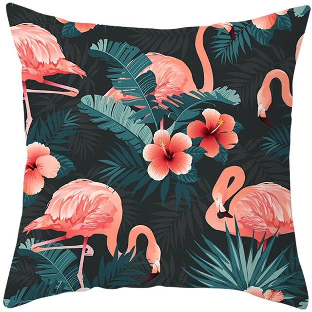 Flamingo Cushion Cover Decor Cushion Case Elegant Tropical Flamingo Pillow Covers Decorative Cotton Linen Square Pillow Cases Cushion Cover Home Decor Car Cushion Cover Pink Pillow Case