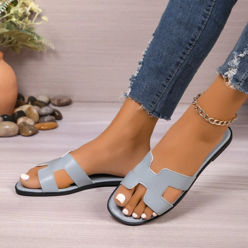 Flat bottomed comfortable one-piece cool slippers fashionable women's one foot sandal