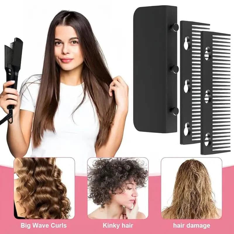 Flat Iron Comb, ABS Plastic Handle Hair Straightener Comb Attachment