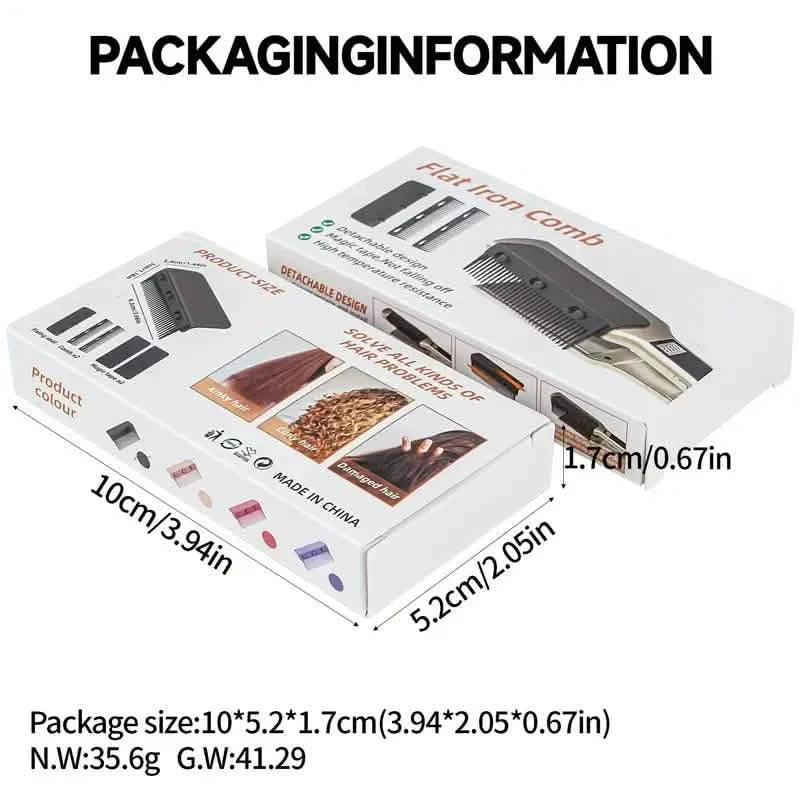 Flat Iron Comb, ABS Plastic Handle Hair Straightener Comb Attachment