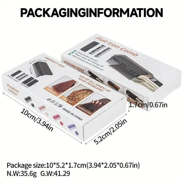Flat Iron Comb, ABS Plastic Handle Hair Straightener Comb Attachment